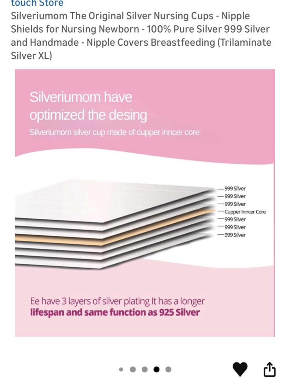 Silveriumom The Original Silver Nursing Cups - Nipple Shields for Nursing XL - Picture 8 of 9